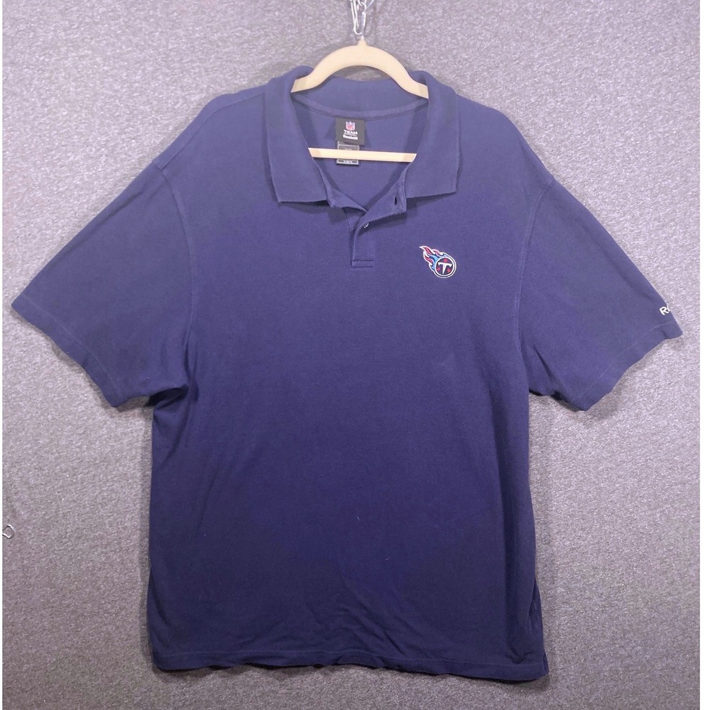 Reebok NFL Tennessee Titans Polo Shirt Mens XL Navy Blue Cotton Short Sleeve 09